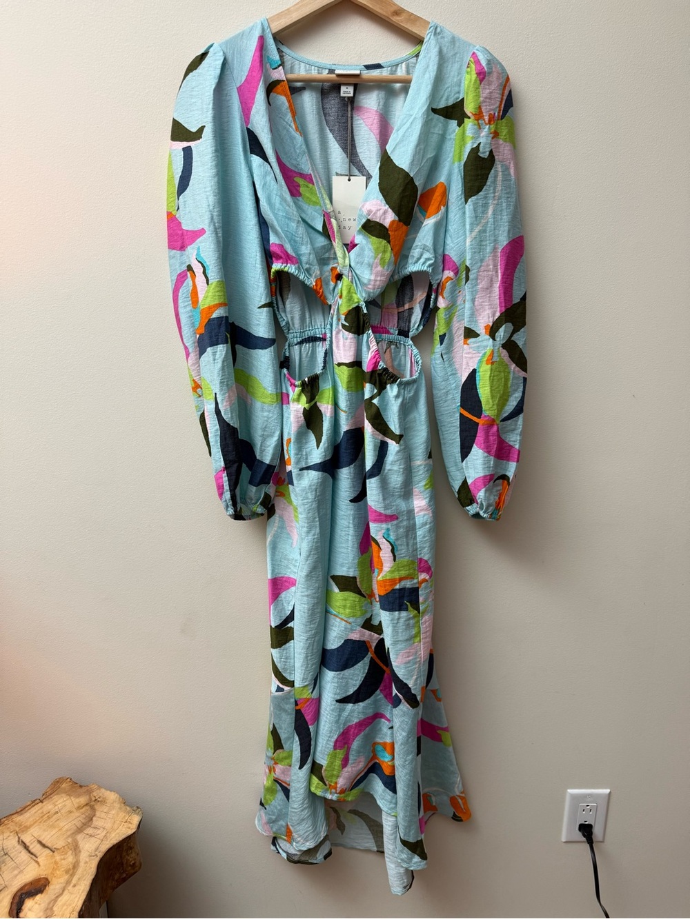 a new day Light Blue Floral Tie-Front Maxi Dress with Bright Multicolor Print